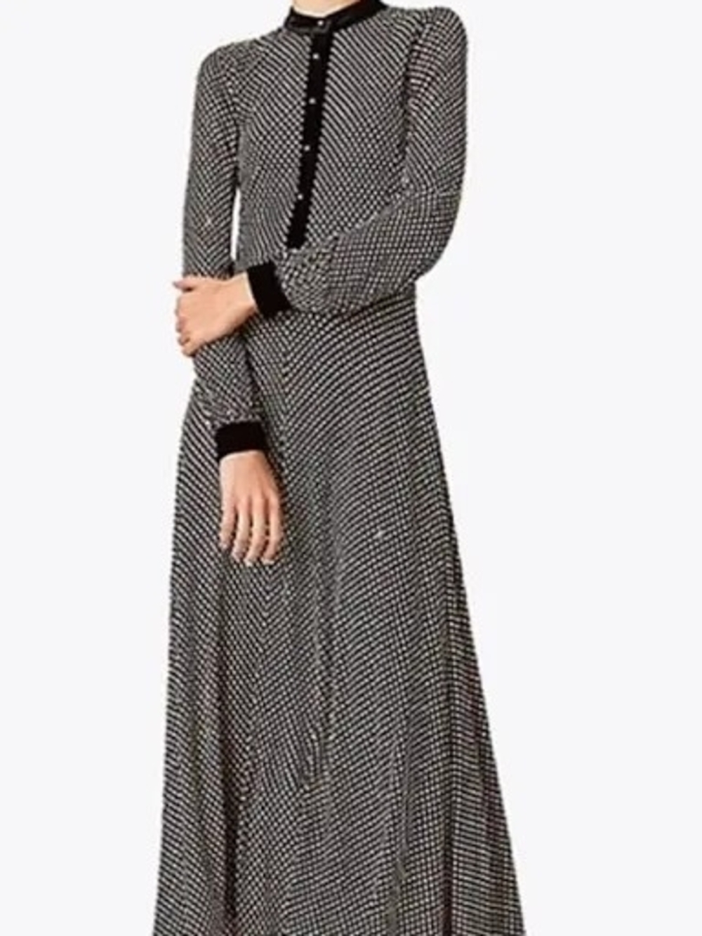 Tory Burch Black and White Long Sleeve Maxi Dress